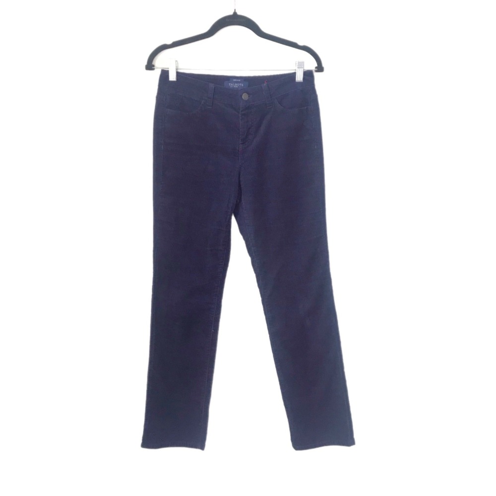 Talbots Women's 4P PETITE Heritage Straight Leg Corduroy Pants Navy Blue Fall